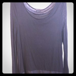 Black silky peplum long sleeve tee